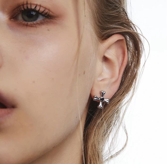 Bone Cross Earring