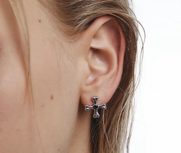 Bone Cross Earring