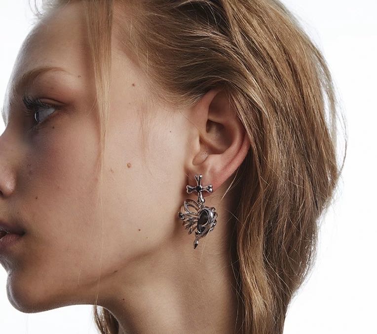 Hollow Bone Heart Earring