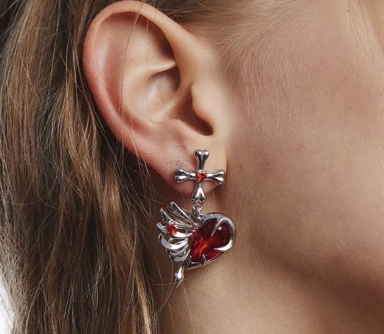 Hollow Bone Heart Earring