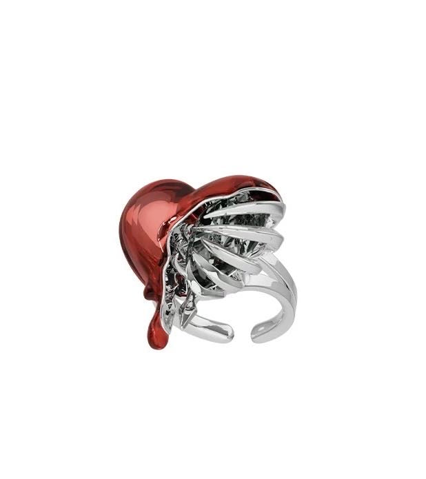 Red Heart Rivet Ring