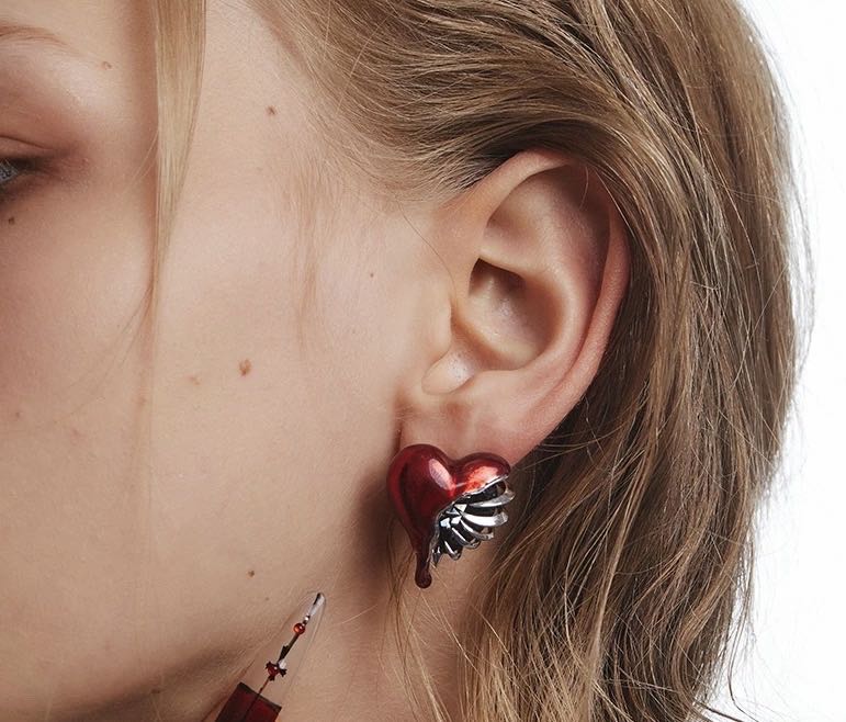 Red Heart Rivet Earring