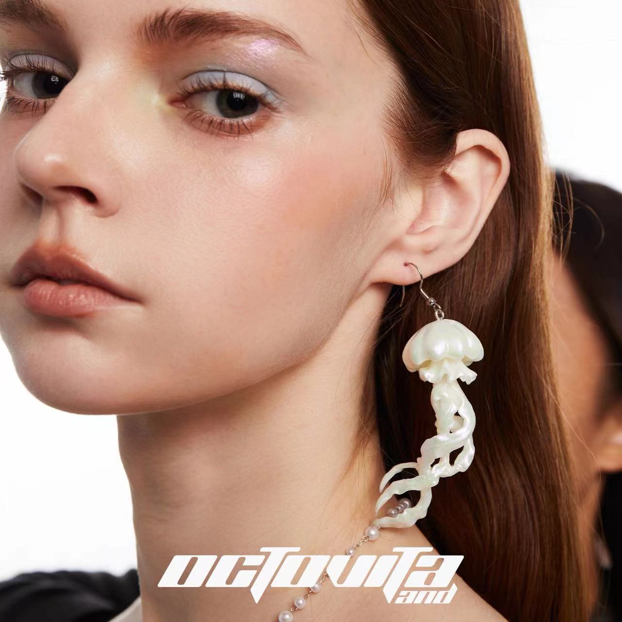 White Jellyfish Earrings