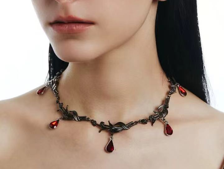 Red Thorn Rose Necklace