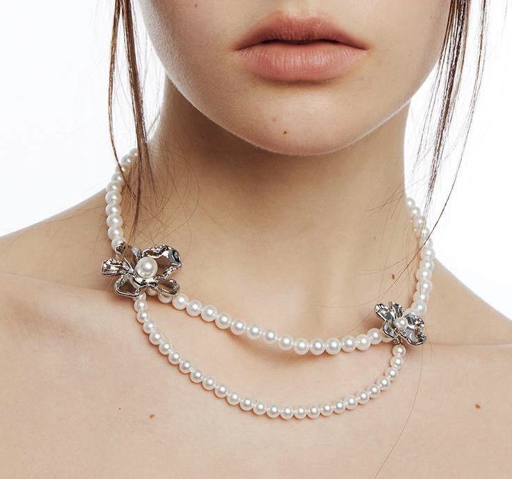 Pearl Flower Stamen Retro Necklace