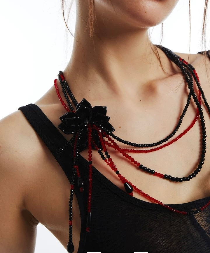 Red Spider Lily Long Tassel Necklace