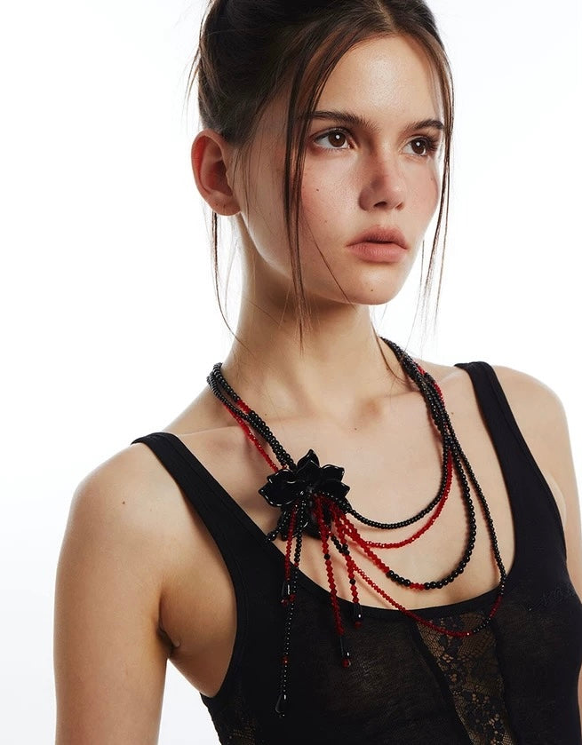 Red Spider Lily Long Tassel Necklace