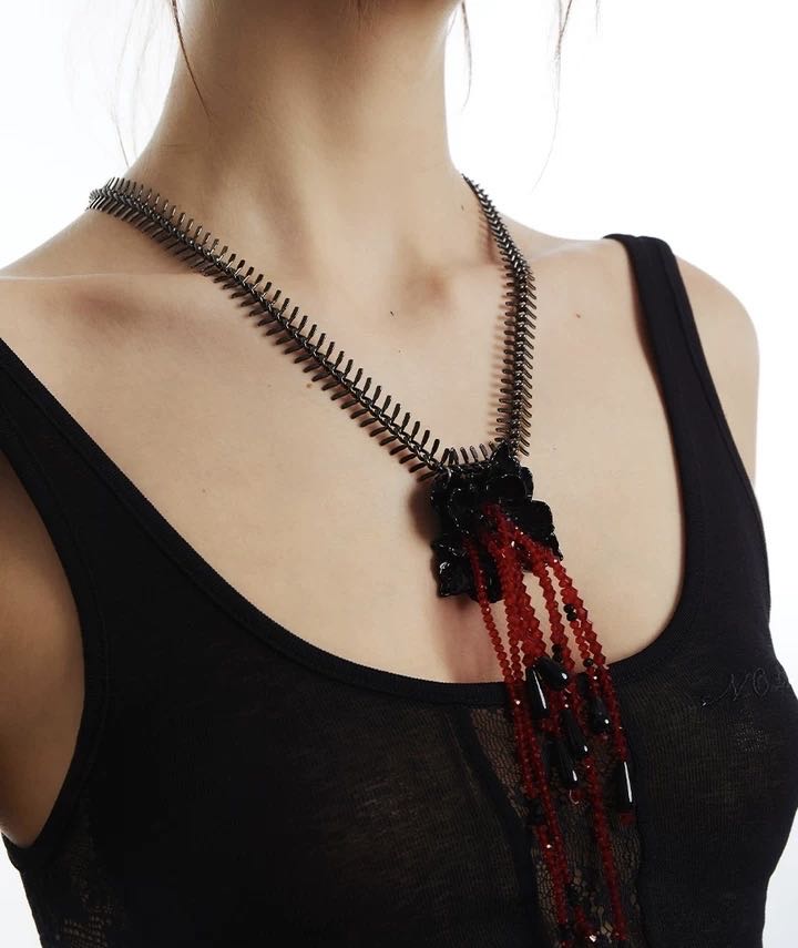 Red Spider Lily and Centipede Necklace