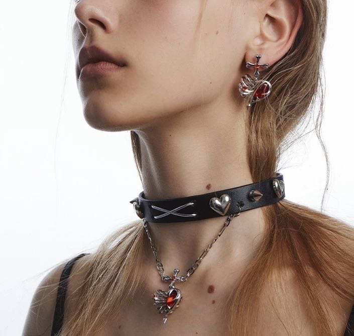 Hollow Bone Heart Choker