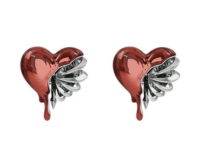 Red Heart Rivet Earring