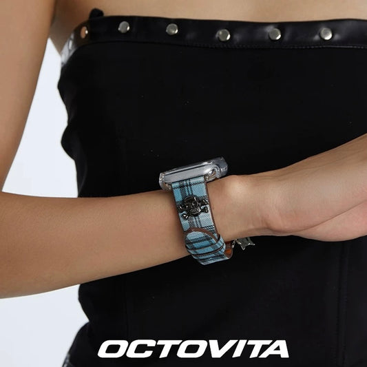 Blue Checkered Watch Band