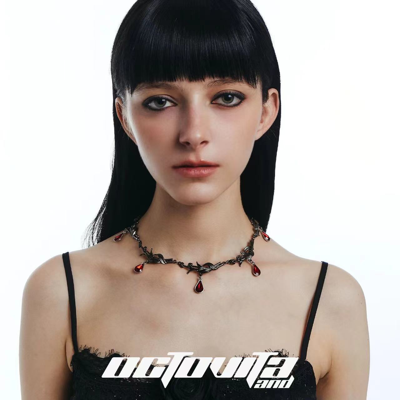 Red Thorn Rose Necklace