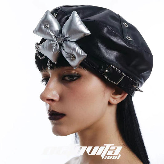 Black Beret With Bow Tie