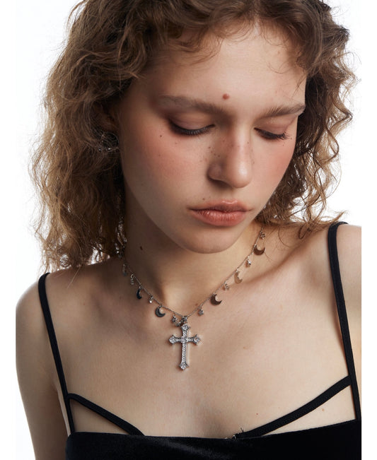 Star Moon Cross Vintage Necklace