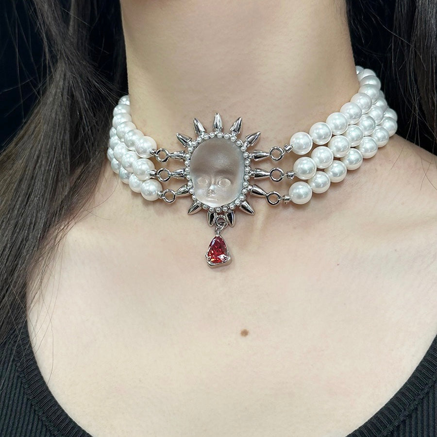 Little Demon Three-layer Pearl Choker