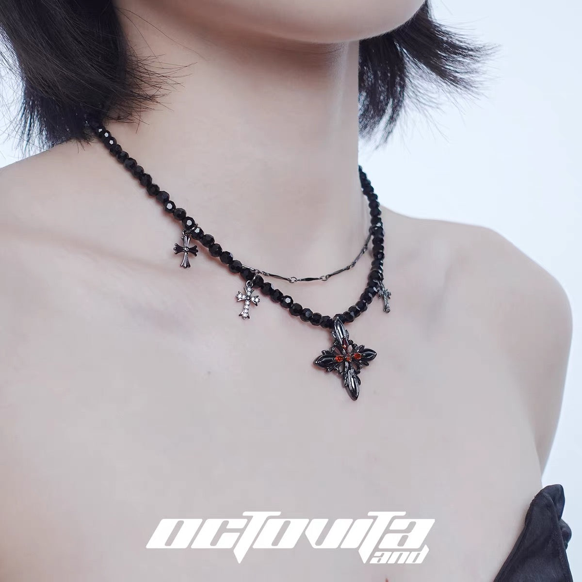 Black Cross Iris Necklaces