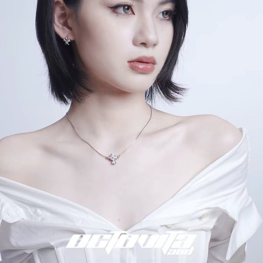 Sliver Cross Iris Necklace