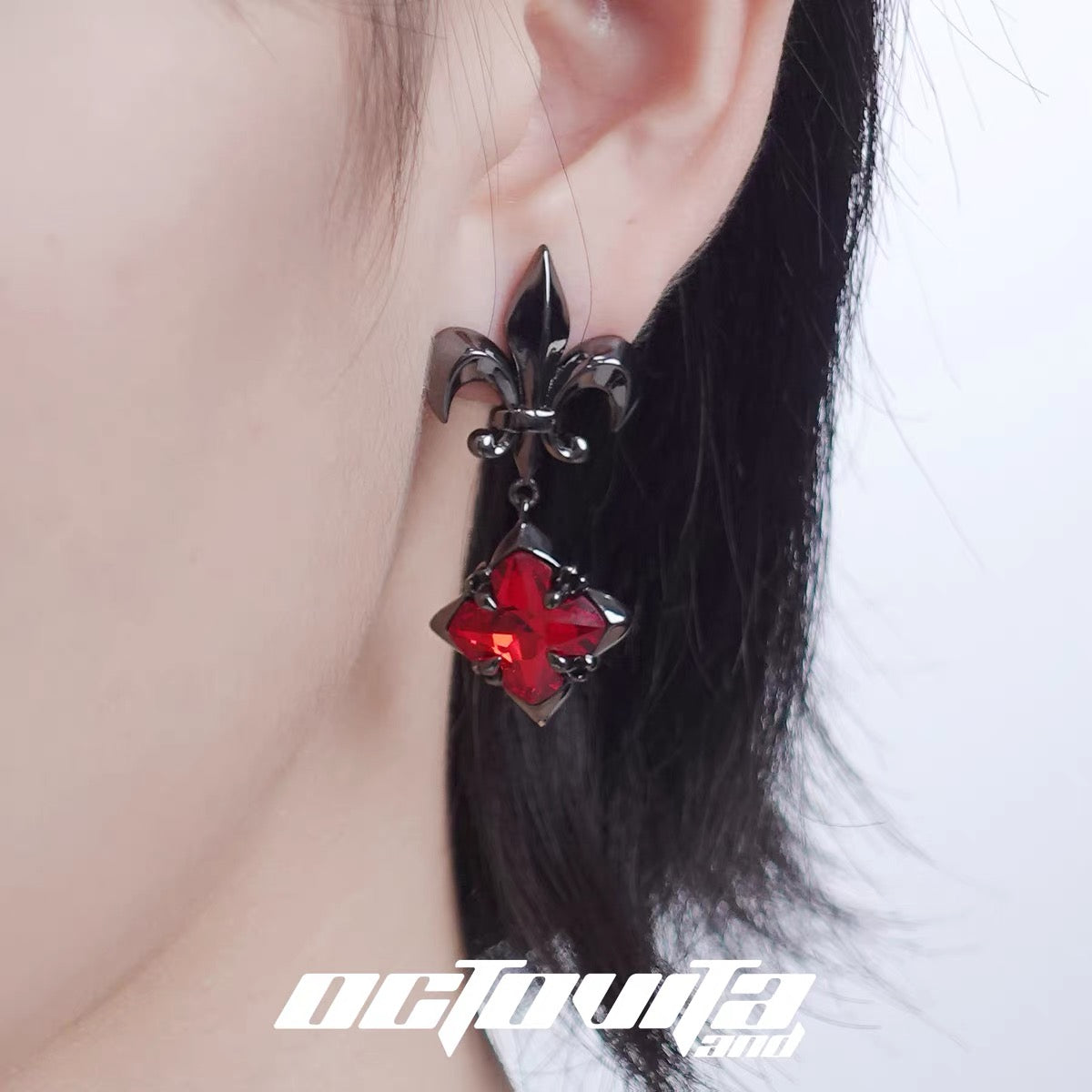 Sliver Cross Iris Earrings