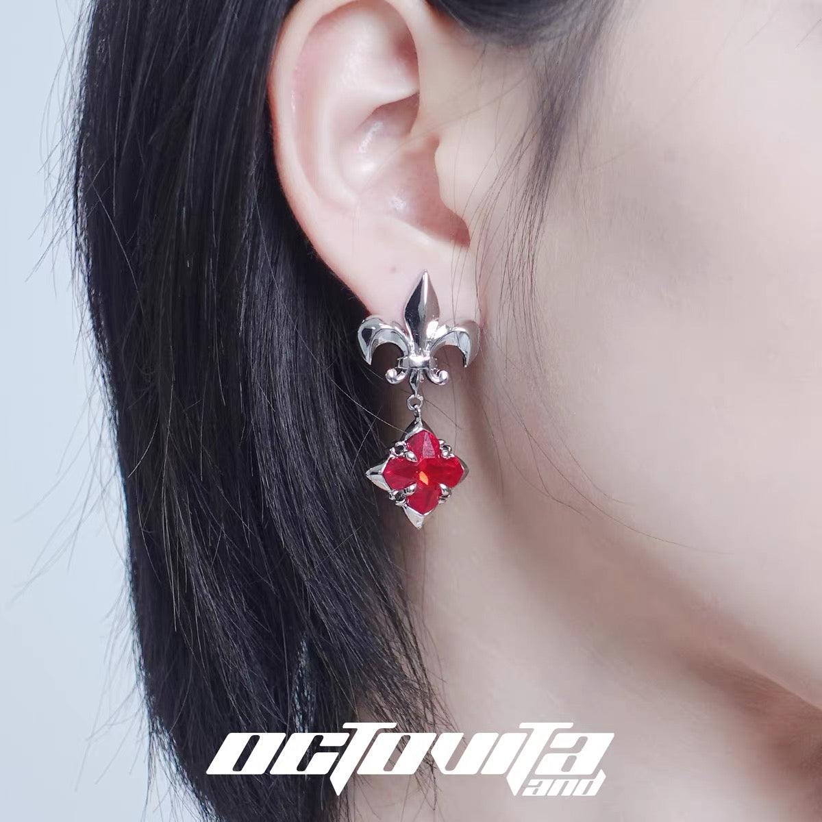 Sliver Cross Iris Earrings
