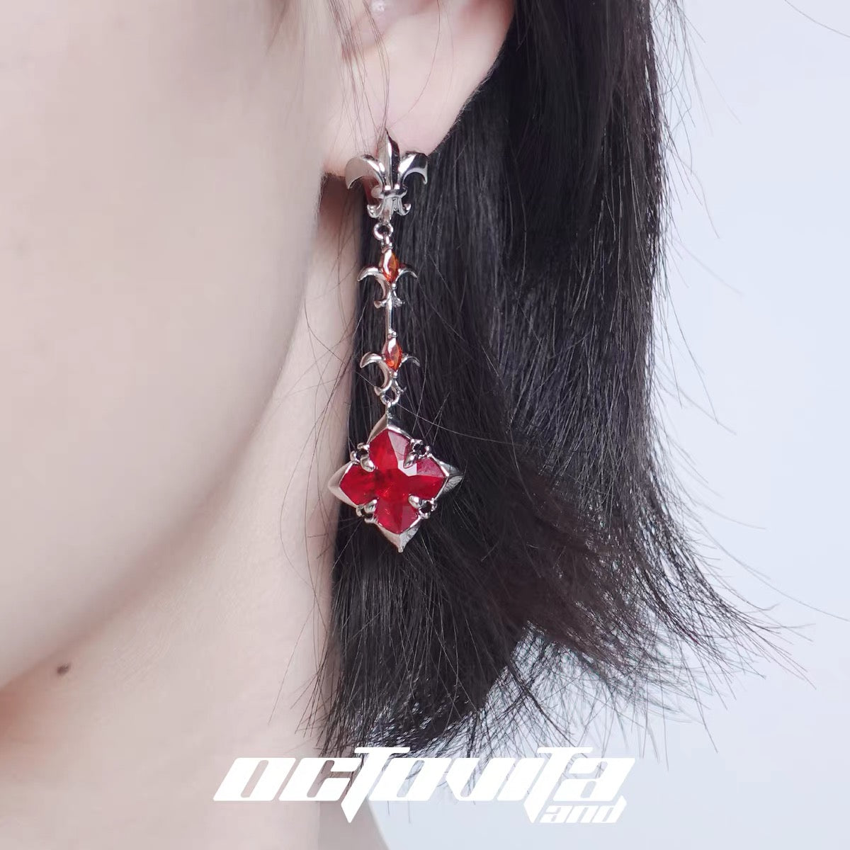 Longer Cross Iris Earrings